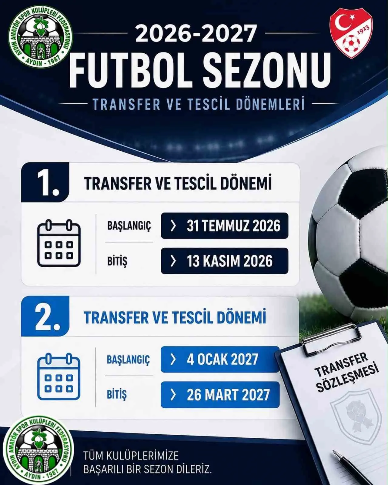 Amatör kulüplerin gözü bu tarihlerde: 2026-2027 sezonu transfer takvimi netleşti