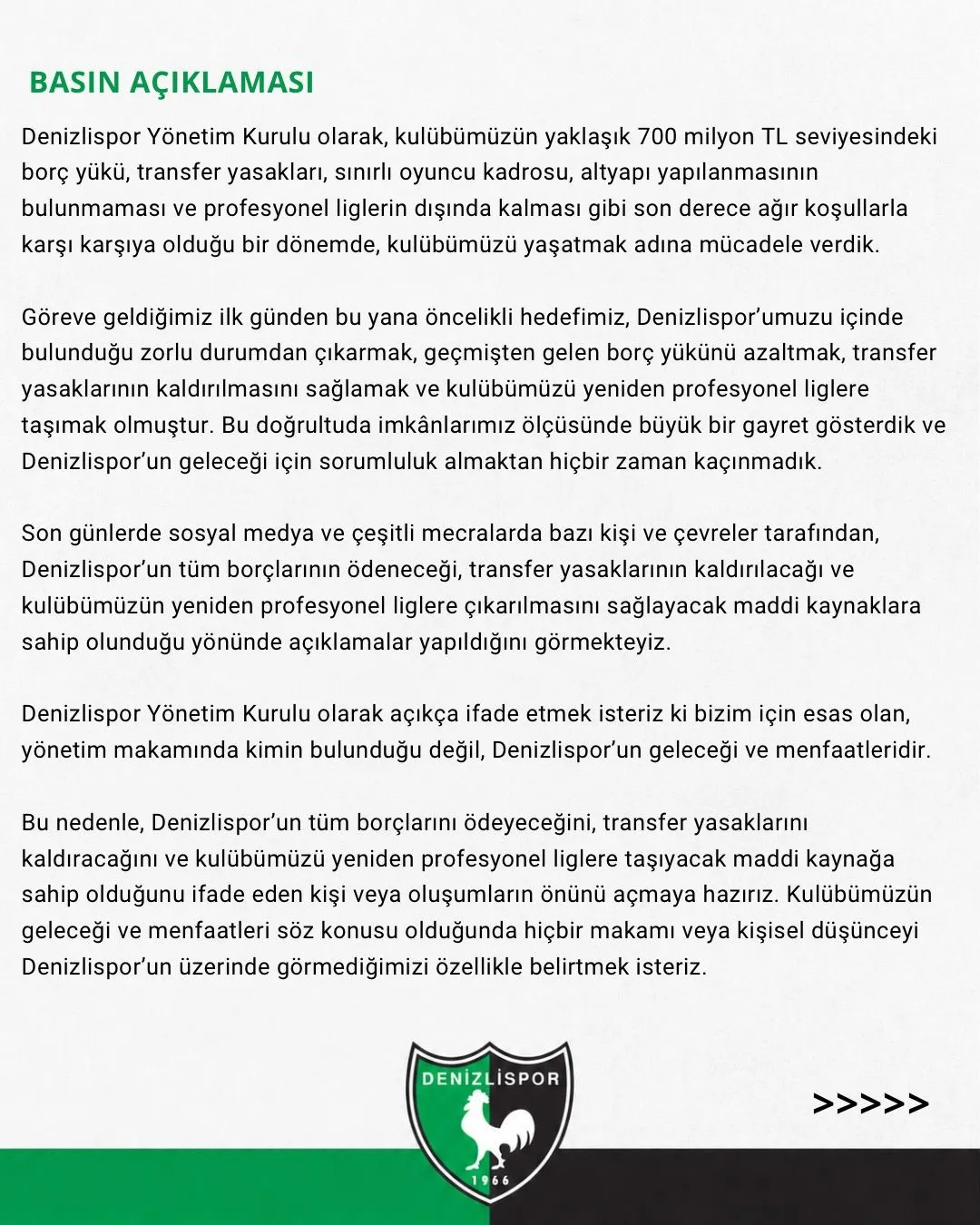 Denizlispor yönetiminden tarihi karar: Söz verenlere yol açıldı