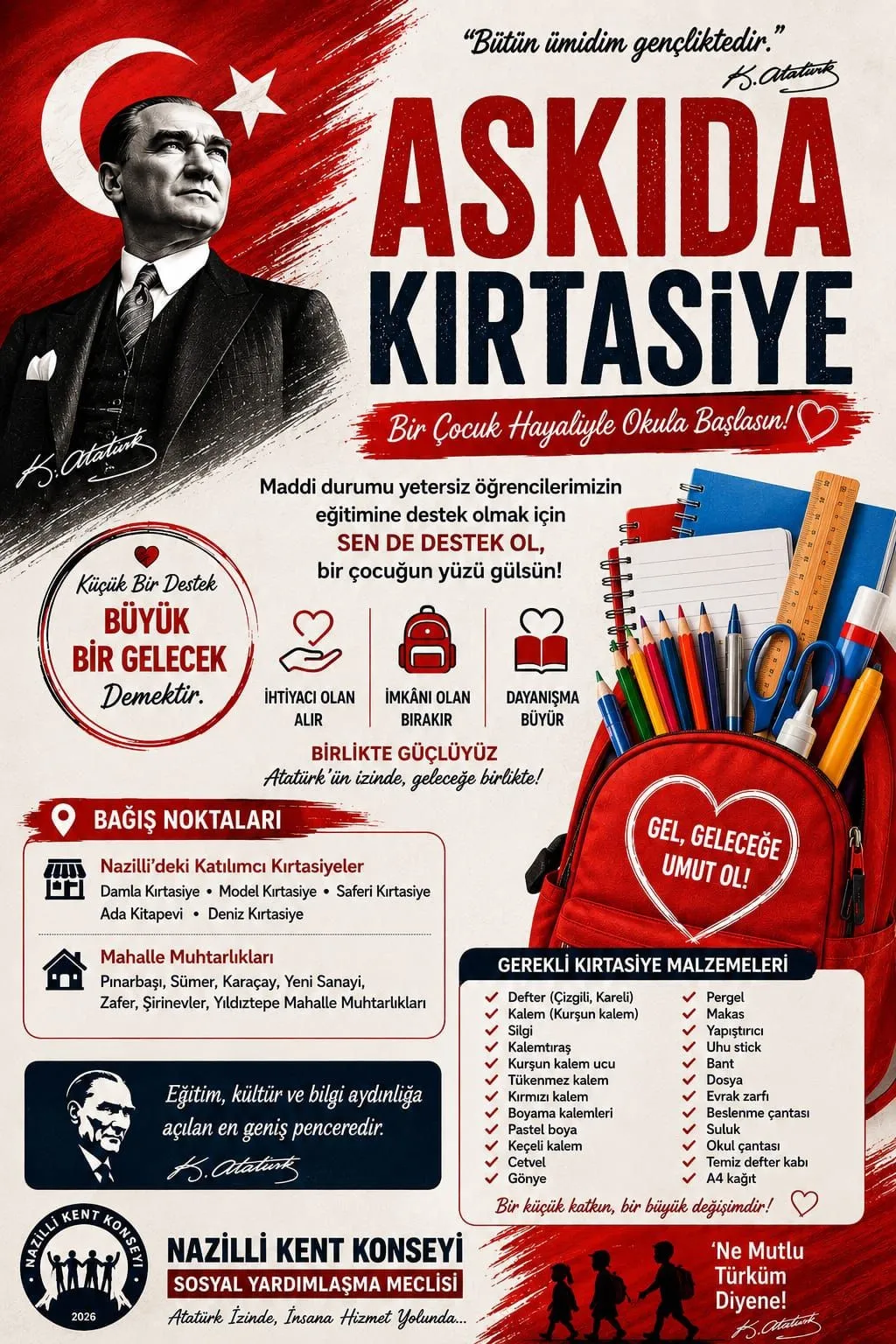 Nazilli'de okul heyecani dayanismayla bulustu: Askida kirtasiye dönemi basladi